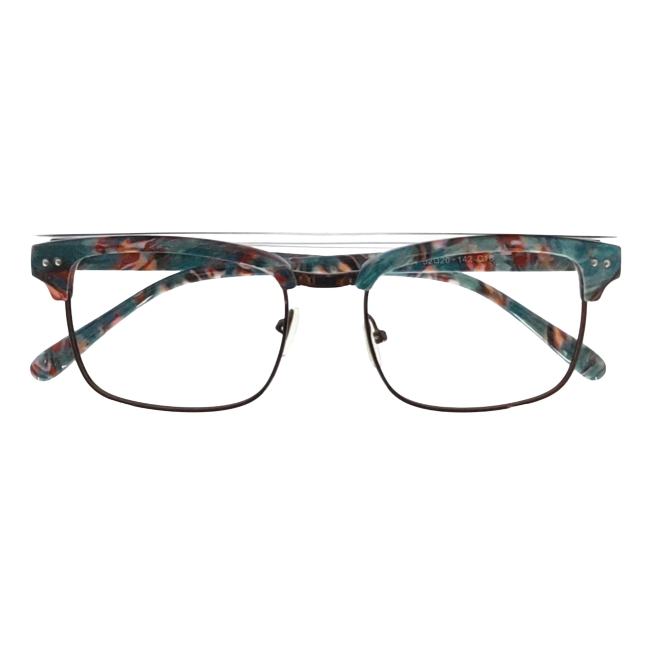 Teal Multicolor Half-Rim Square Eyeglass Frame – Women - Image 3