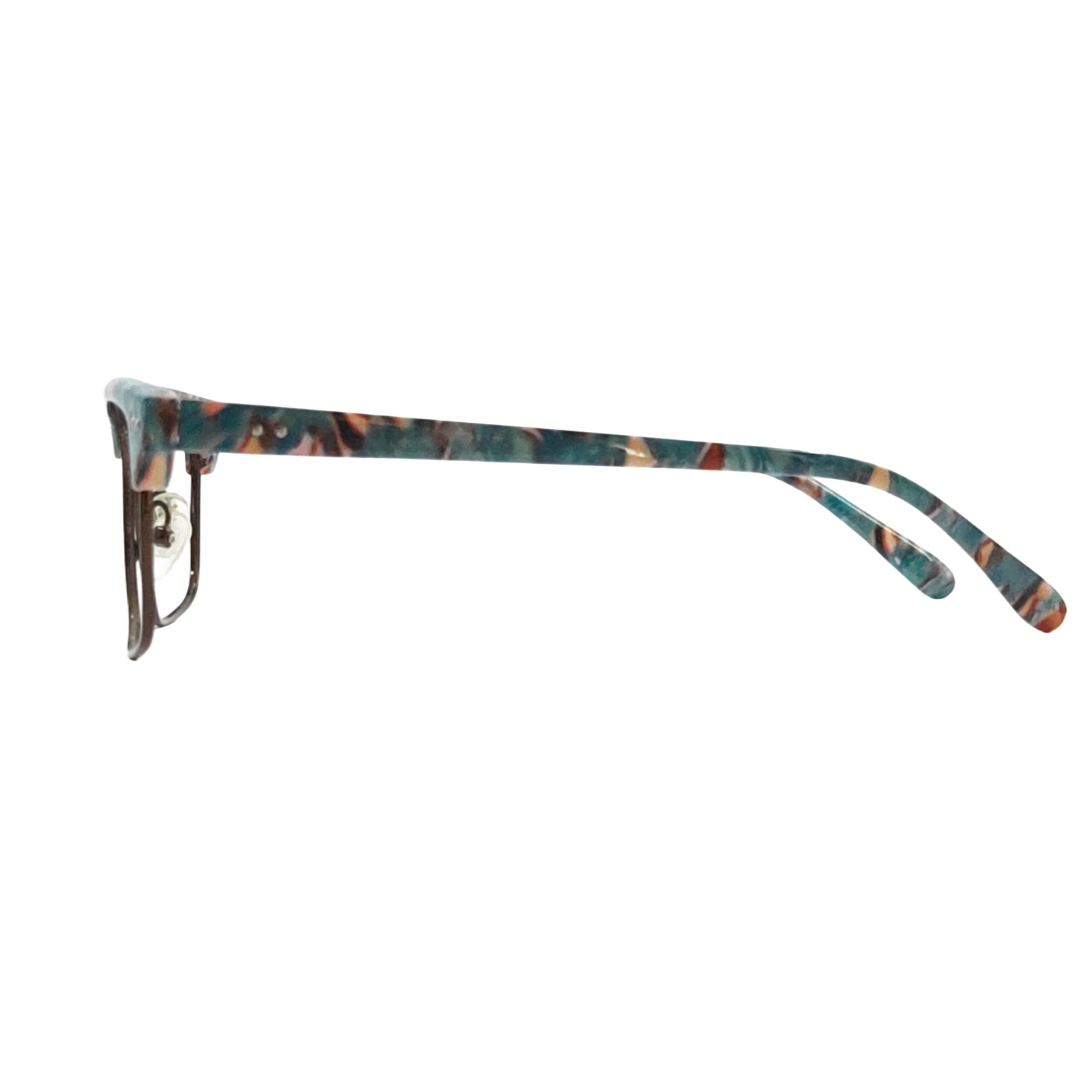 Teal Multicolor Half-Rim Square Eyeglass Frame – Women - Image 4